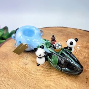 Empire Glassworks Panda Handcrafted Glass Whimsical Collectible Climbing Pandas